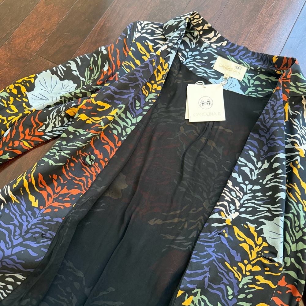 Carolina K NWT Terra Blazer Size M Animal Print Lightweight Floral Colorful - Picture 4 of 7